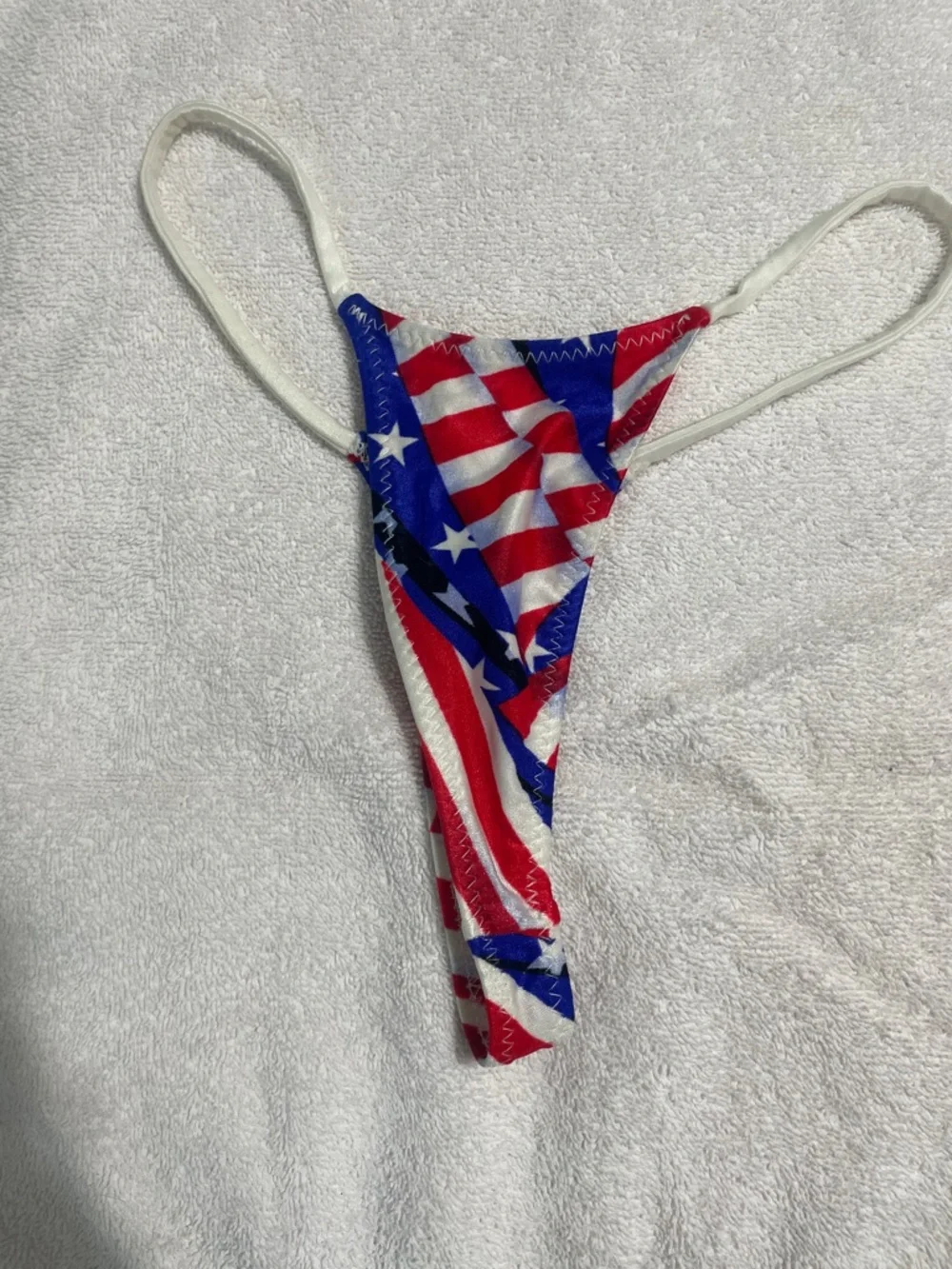 Patriotic Red, White & Blue Women's Thong Bikini - Picture 1 of 4